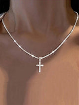 Women's 925 Sterling Silver With Cross Pendant Necklace