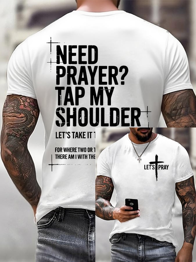 Men'S Casual "Let'S Pray" Faith Print T-Shirt