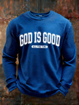 Men's God Is Good All The Time Printed Casual Long-Sleeved Top