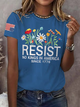 🔥Buy 3 Get 15% Off🔥Retro Resist No Kings In America Since 1776 Print T-Shirt