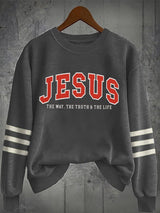 Women's Autumn Jesus Print Casual Sports Crew Neck Sweatshirt