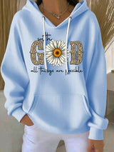 Women's With God, All Things Are Possible Matthew 19:26 Print Casual Hoodie