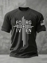 Men's Forgiveness Faith Cross Print Raglan Sleeve T-Shirt