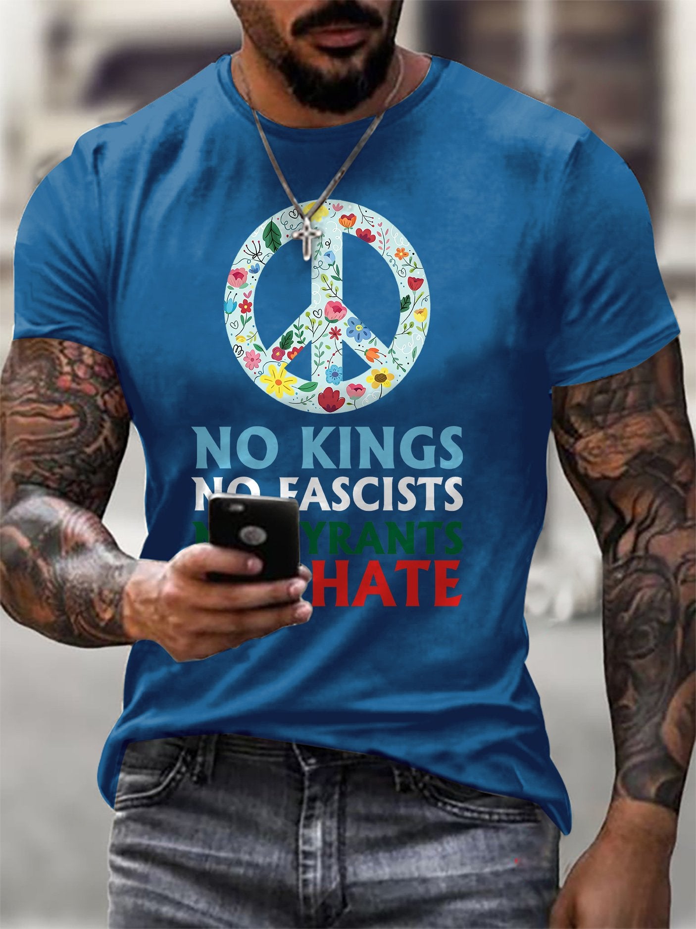 🔥Buy 3 Get 15% Off🔥Men's No Kings No Fascists Print T-Shirt