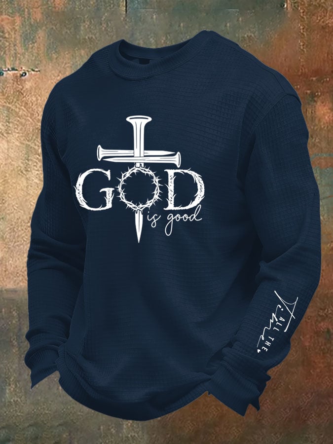Men's God Is Good Print Waffle T-Shirt