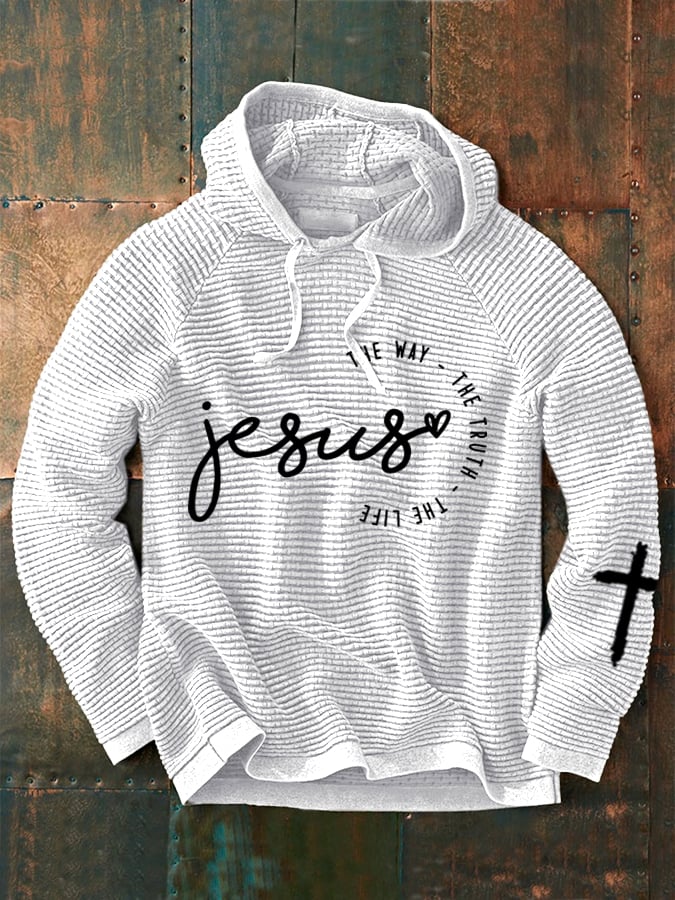 Men'S Jesus The Way The Truth The Life Print Long Sleeve Hoodie