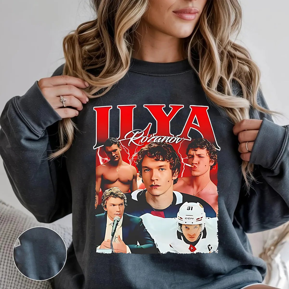 Hockey Romance Print Casual Sweatshirt