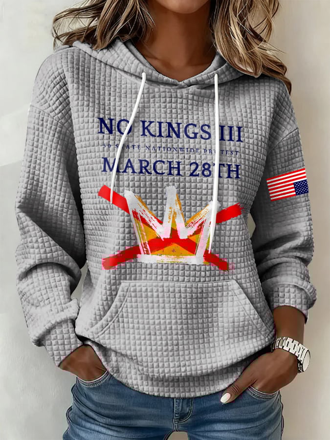 🔥Buy 3 Get 15% Off🔥Retro No Kings III 50 State Nationwide Protest March 28th Print Hoodie