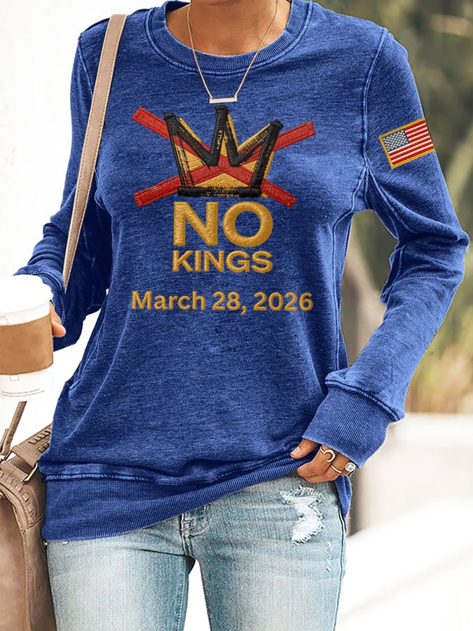 🔥Buy 3 Get 15% Off🔥Retro No Kings Day March 28 2026 Print Sweatshirt