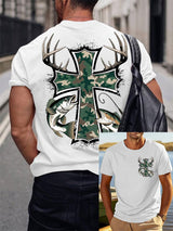 Men's Vintage Christian Fishing Print T-Shirt