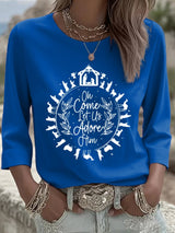 Women's Come Let Us Worship Him Together Faith Printed T-shirt