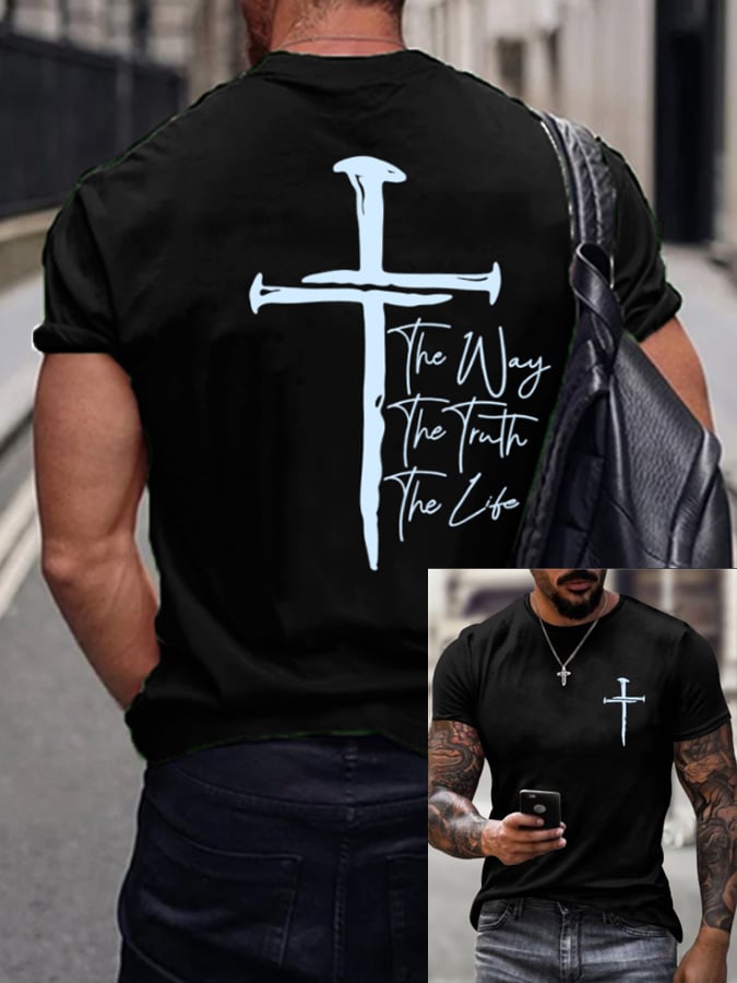 🔥Buy 3 Get 15% Off🔥🔥Hot Sale Picks 🔥Men's The Way The Truth The Life Print T-Shirt