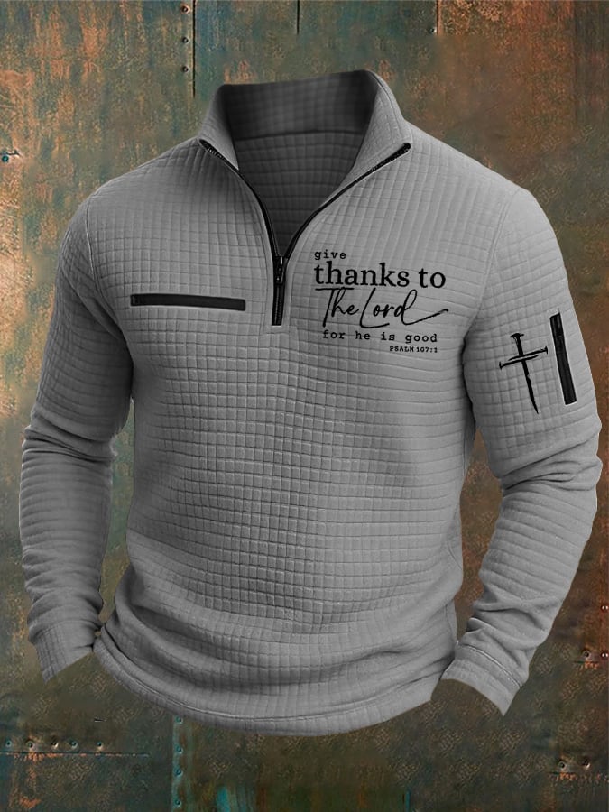 🔥Buy 3 Get 15% Off🔥Men's Casual Retro Checkered Jacquard Faith Gratitude Main Color Contrast Sweatshirt