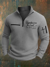 🔥Buy 3 Get 15% Off🔥Men's Casual Retro Checkered Jacquard Faith Gratitude Main Color Contrast Sweatshirt