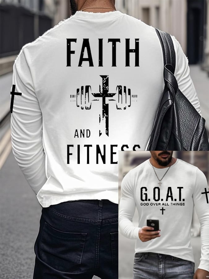 🔥Buy 3 Get 15% Off🔥Men's Raven's Gym Faith  Printed Long Sleeve Top