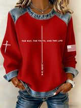 Women's Jesus The Way The Truth The Life Cross Print Casual Sweatshirt