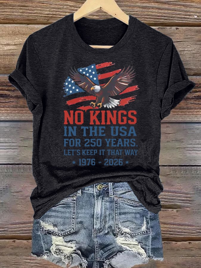 🔥Buy 3 Get 15% Off🔥Women's  No Kings USA Patriotic Tee ,250 Years of Democracy printed T-shirt