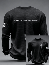 Men's Jesus The Way The Truth The Life Cross Waffle Long Sleeve T-Shirt