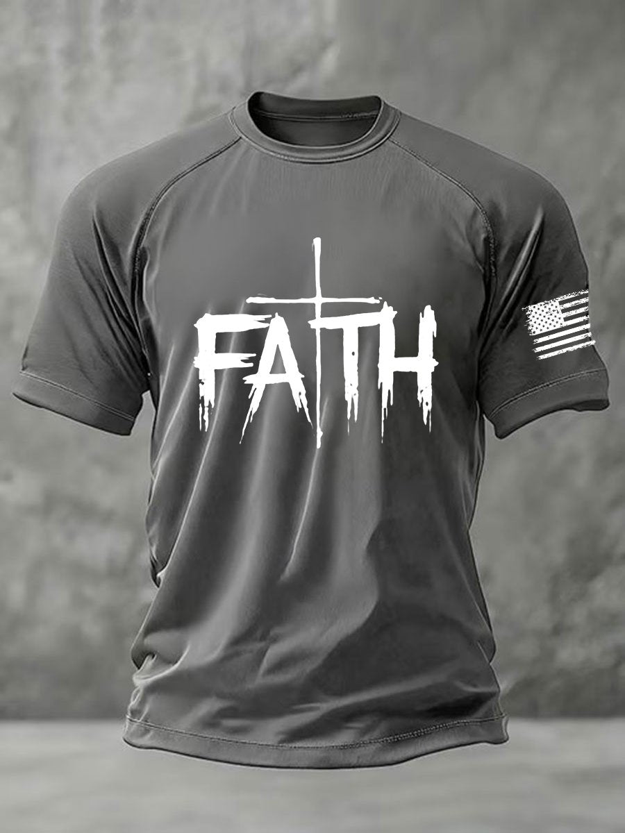 Men's Faith Print Round Neck T-Shirt
