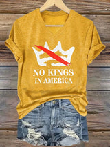 🔥Buy 3 Get 15% Off🔥V-neck Women's no kings in America Printed Casual T-Shirt