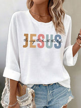 Women's casual Jesus Three Truths waffle long-sleeved T-shirt