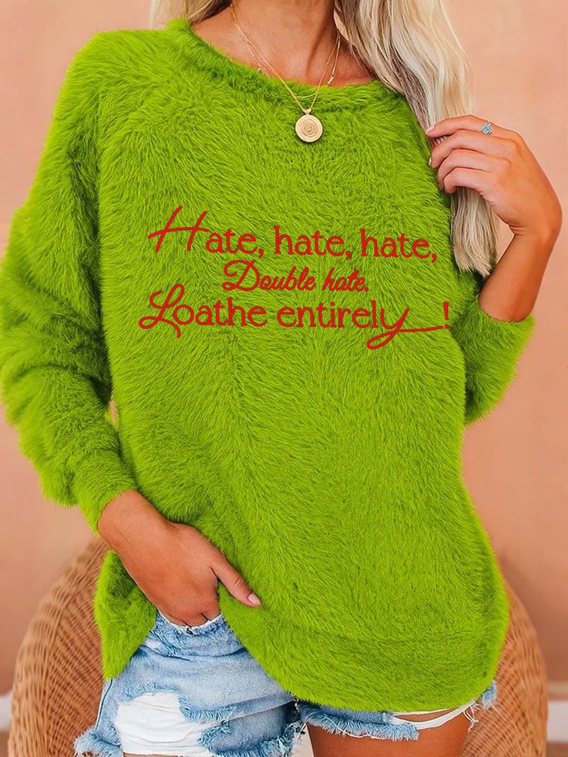 Women's Christmas Green Plush Art T-shirt