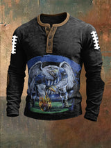 Men's Football Print Henley Top