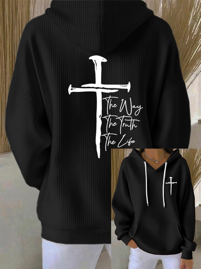 Women's The Way The Truth The Life Print Casual Hoodie