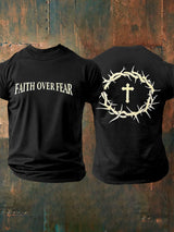 🔥Buy 3 Get 15% Off🔥🔥Hot Sale Picks 🔥Men's Faith Over Fear Printed Casual T-Shirt