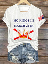 🔥Buy 3 Get 15% Off🔥V-Neck Retro No Kings III 50 State Nationwide Protest March 28th Print T-Shirt